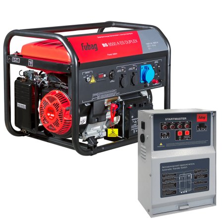 Бензиновый генератор FUBAG BS 8500 A ES DUPLEX с электростартером и коннектором автоматики + Блок автоматики Startmaster BS 11500 D (400 В) для трехфазных сетей в ПОДАРОК