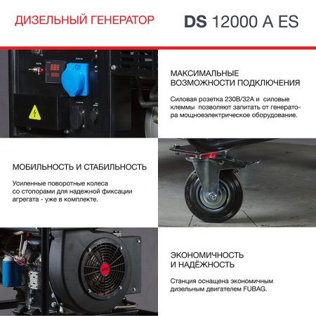 FUBAG Дизельный генератор с электростартером и коннектором автоматики DS 12000 A ES в Курске фото