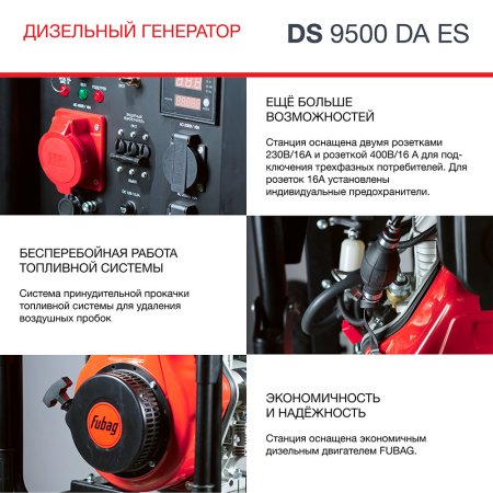 FUBAG Дизельный генератор (трехфазный) с электростартером и коннектором автоматики DS 9500 DA ES в Курске фото