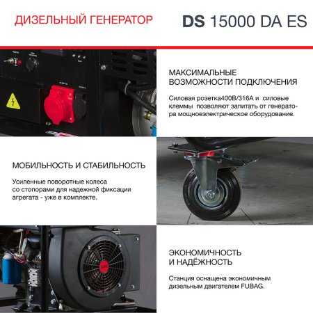 FUBAG Дизельный генератор (трехфазный) с электростартером и коннектором автоматики DS 15000 DA ES в Курске фото